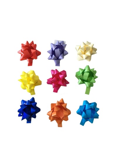 Elysian Hediye Paketi Süsleri Rafya 100 Adet Rengarenk Yapışkanlı Fiyonk Yıldız Süs Paket Süsleme Çek Yıldız Genel