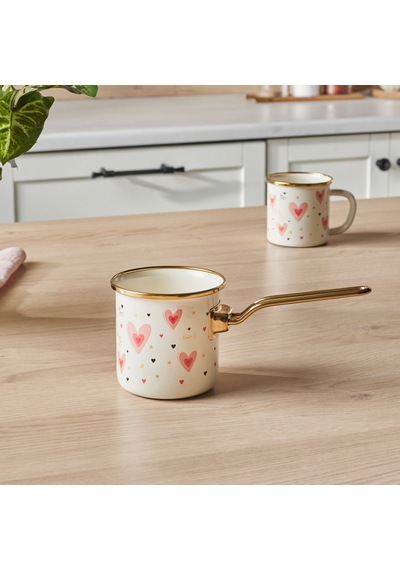 Karaca Kalp Detaylı Pink Love Emaye Cezve