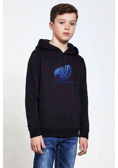 Tshirthane Anime Thumb Fairytail Logo Baskılı Unisex Çocuk Kapüşonlu Sweat Siyah