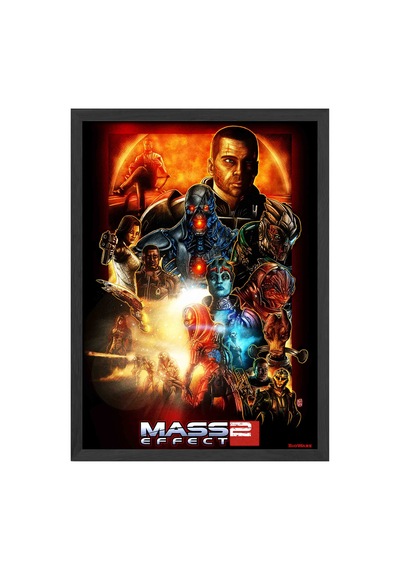 Mass Effect Siyah Ahşap Çerçeveli Poster, Dekoratif Oyun Duvar Tablosu