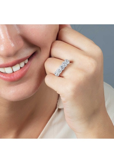Tesbihane Starlight Diamond Pırlanta Montür Elit Tasarım 925 Ayar Gümüş Kadın Beştaş Yüzük Beyaz