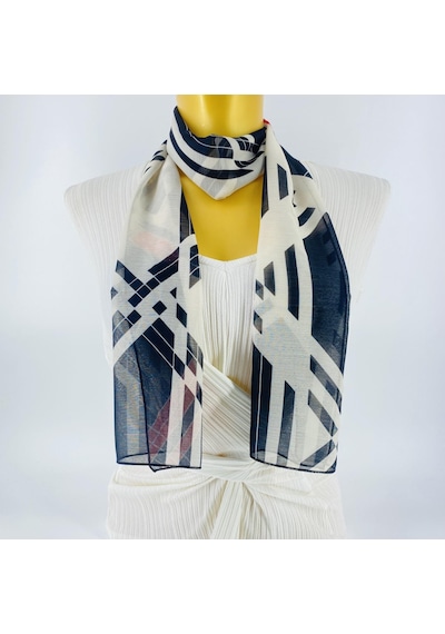 Tedz Collection Paredora Siyah Krem Soyut Uzun Fular Çok Renkli