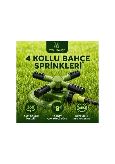 Otomatik Sehpalı Ayarlanabilen 360 4'lü Dönerli Sprink Bahçe Sulama Fıskiyesi