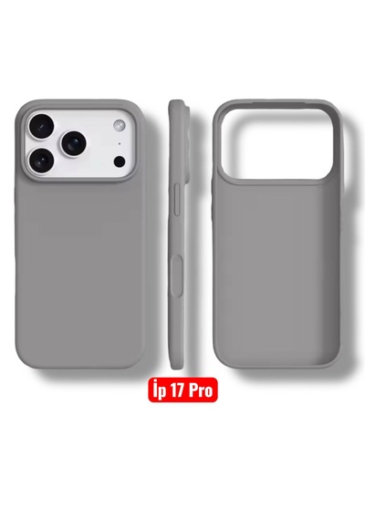 Apple Uyumlu iPhone 17 Pro Kılıf Kamera Çıkıntılı Yumuşak Silikon İçi Kadife Lansman Kapak . Gri