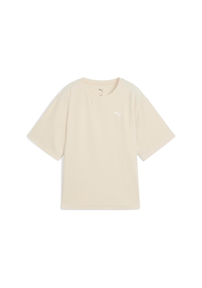 Puma Ess Elevated Velour Tee Kadın Yetişkin T-shirt Krem