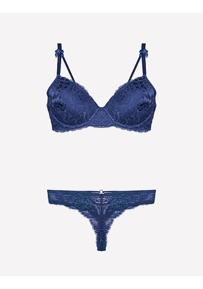 Ang Butik Kadın Nurteks 4430 Destekli Sütyen Takım Lacivert