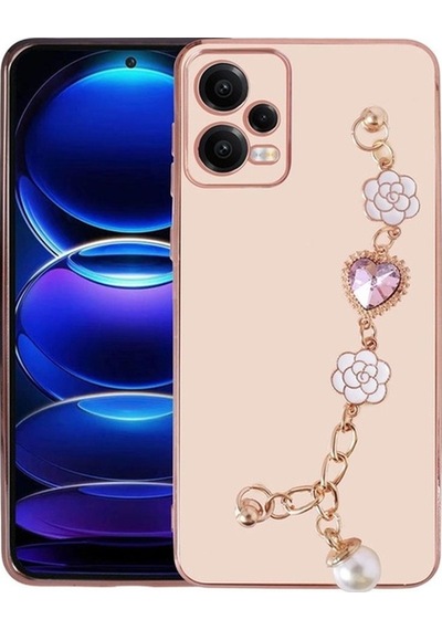 Xiaomi Redmi Note 12 4g Kılıf El Tutamaçlı Kamera Korumalı Zore Taka Silikon Kapak Pembe
