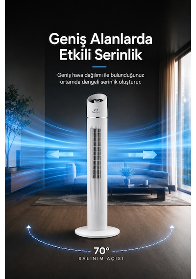 Ev-116 Dikey Kule Tipi Vantilatör Modern Tasarım Etkili Serinlik