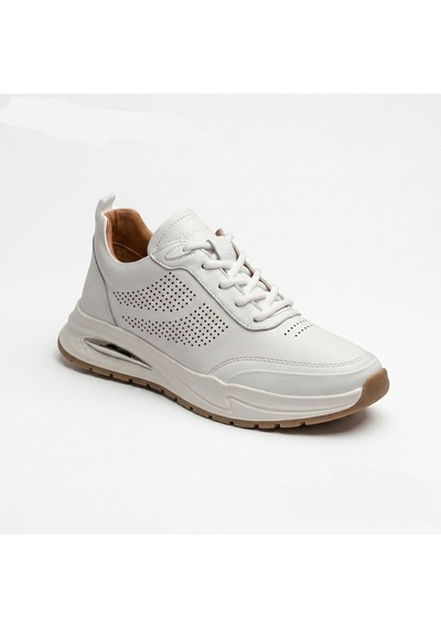 Marcomen 19027 Bağlı Yanı Delik Baskılı Hafif Günlük Erkek Sneaker Ayakkabı Beyaz
