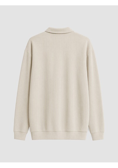 Lcw Vision Bej Polo Yaka Erkek Kalın Sweatshirt