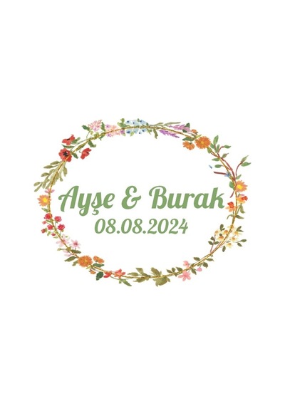 Kış Bitkili Yuvarlak Etiket Kına Nişan Düğün 3x3 Cm Özel Etiket / 50 Adet Sticker Beyaz
