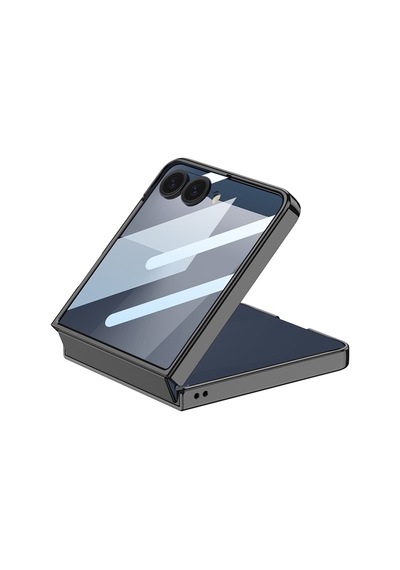 Zore Galaxy Z Flip 7 M-safe Şarj Özellikli Zore Kıpta Kpt-02 Standlı Kapak - Siyah