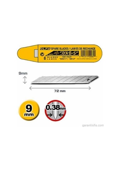 Olfa Dkb-5 30 Derece Açılı Dar Maket Bıçağı Yedeği 5'Li