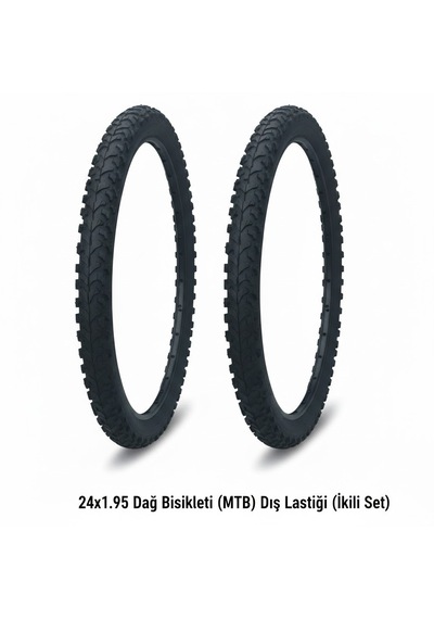 24 Jant Bisiklet Dış Lastik Takımı - 2 Adet 24x1.95 Dağ Bisikleti Mtb Dişli Dış Lastik
