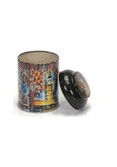 Afremov Big Ban Desenli Yuvarlak Metal Kutu, 9 X 11 Cm, 0.6 Lt