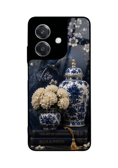 Oppo A3 Chinoiserie Blue Bloom Tasarımlı Glossy Telefon Kılıfı