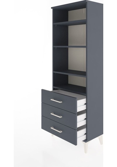 Arges Dolap 4 Raflı 3 Çekmeceli 60x30x163 Antrasit-antrasit Antrasit