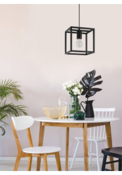 Riolight Modern,vintage Siyah 25x25cm 1xe27 Duylu Küp Metal Sarkı Siyah