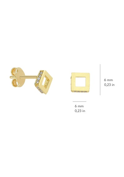 Goldkupe 14 Ayar Altın Kare Taşlı Küpe 1,25 Gr-1557