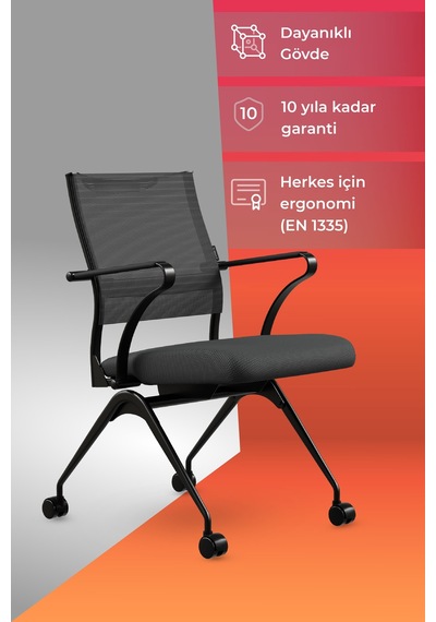 Ergolife Sit Air 24/7 M4-280k - Fileli, Siyah, Tekerlekli,toplantı Odası, Bekleme Sandalyesi - 6a0.60.1.682 Ergolife Sit Air 24/7 M4-280k - Fileli, Siyah, Tekerlekli,toplantı Odası, Bekleme Sandalyesi - 6a0.60.1.682