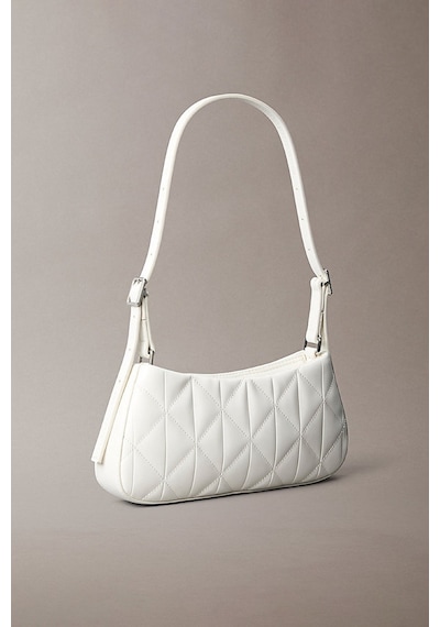 Calvin Klein Kadın Quilted Small Omuz Çantası - Beyaz-15736 Lily White