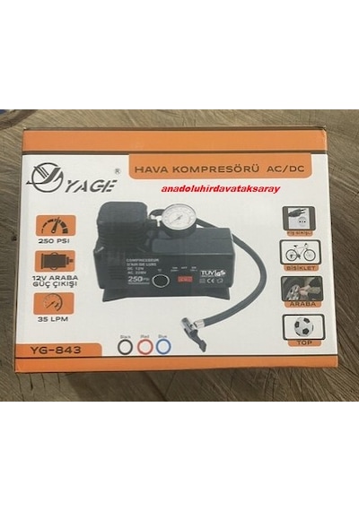 Yage 220 Volt Mini Kompresör 12 Volt Güçlü Kompresör Hava Kompresör 250 Psi Diğer