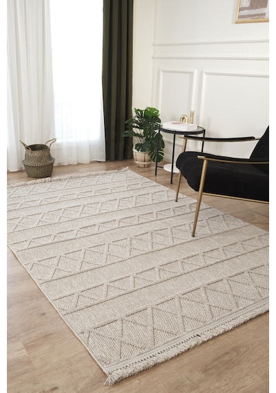 Mariesse Home Naturel Bukleli Yumuşak Dokulu Iskandinav Yolluk Dokuma Halı Oturma Odası Mutfak Halısı Koridor Doha Yolluk 611 Bej