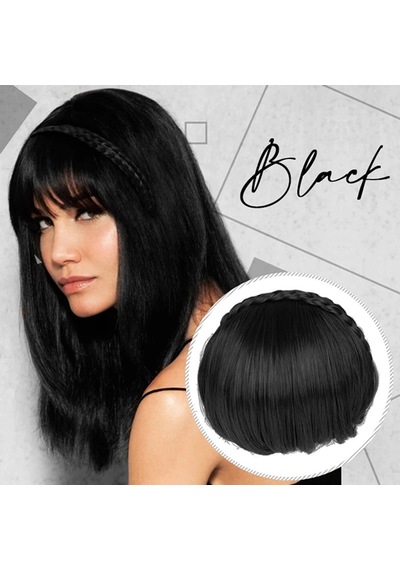 Sahte Bangs 3d Klip-ın Saç Saçak Uzantıları Kadın Ve Kızlar Gerçekçi Örgü Peruk Geliştirmeleri Black
