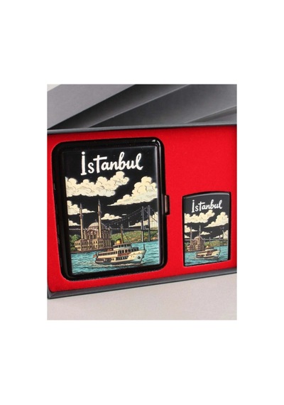 Mavi Jet Alevli Çakmak Sigara Tabakası Kutulu Set Siyah - 863742324 Siyah - 863742324 Siyah