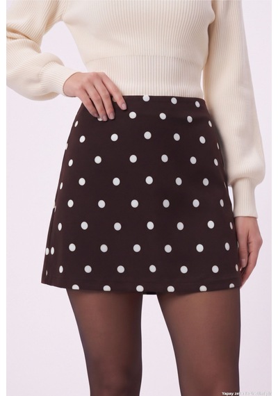 Ritnice Kadın Polka New Şortlu Astarlı Puantiyeli Kahverengi Dokuma Mini Etek Kahverengi Pauntiyeli Ritnice Kadın Polka New Şortlu Astarlı Puantiyeli Kahverengi Dokuma Mini Etek Kahverengi Pauntiyeli