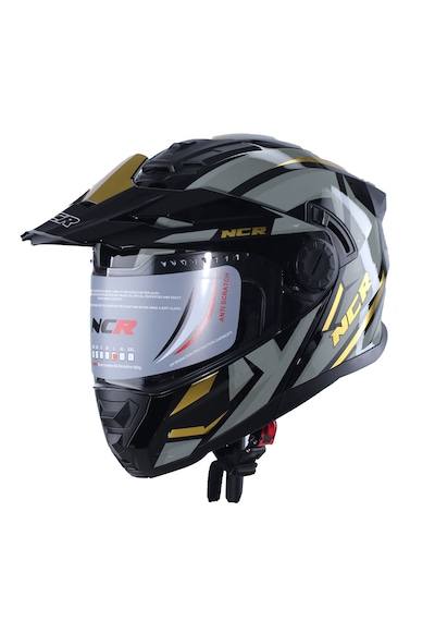 Ncr X-Cross Sarı Grafik Ece-22.06 Çene Açılır Kask Sarı Gri