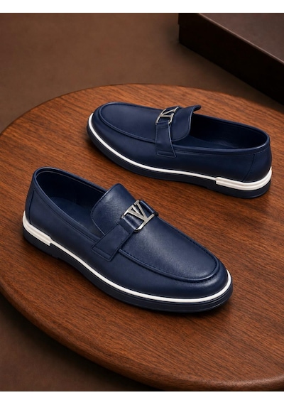 Taşpınar Ayakkabı Taşpınar %100 Hakiki Deri Ortopedik Erkek Rahat Yazlık Hafif Klasik Makosen Ayakkabı Loafer 40-44 Lacivert