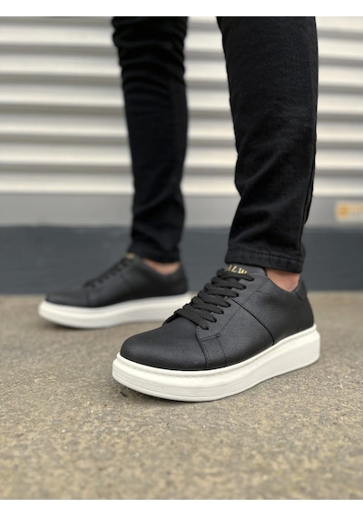 Jy151 Boost Bağcıklı Cilt Erkek Günlük Sneaker Ayakkabı Cbt - Siyah Siyah