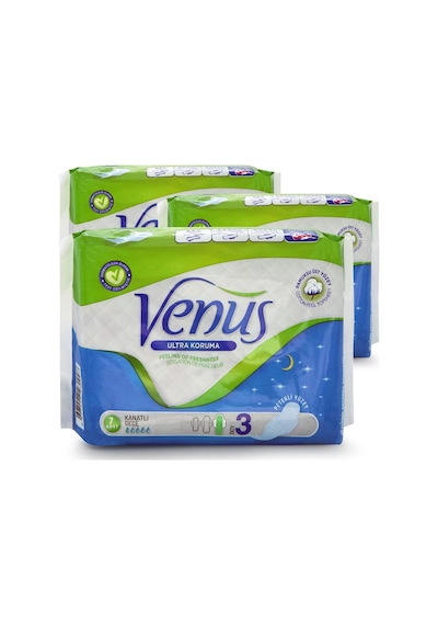 Venüs Hijyenik Ped Gece 21 Adet (3 Paket)