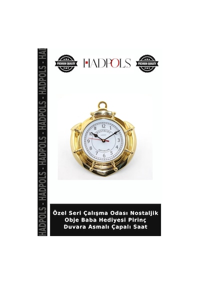 Özel Seri Çalışma Odası Nostaljik Obje Baba Hediyesi Pirinç Duvara Asmalı Çapalı Saat