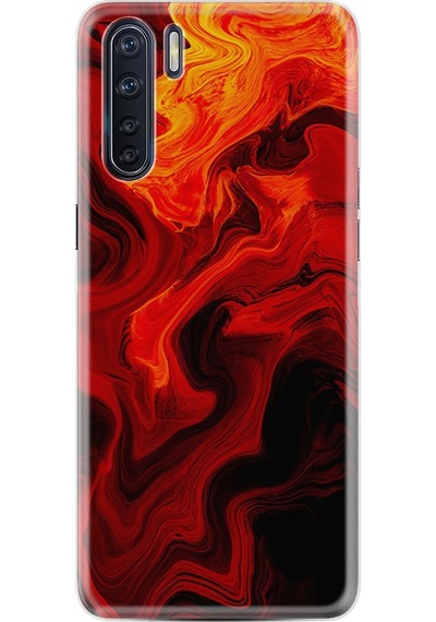 Oppo A91 Kılıf Silikon Red Orange Zigzag 1695