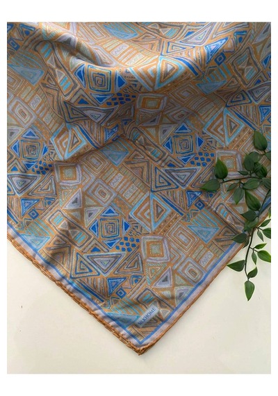 Silk Home Hiyeroglif Desen Soft Pamuk Eşarp Hardal