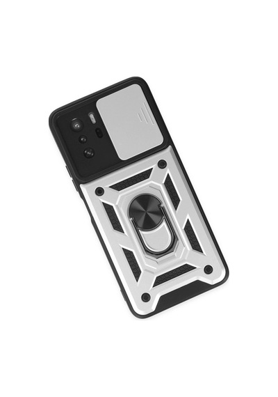 Poco X3 Gt Kılıf Pars Lens Yüzüklü Silikon - Gümüş