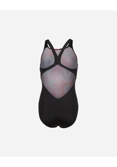 Arena Roses Swimsuit V Back One Piece Kız Çocuk Yüzücü Mayo Renkli