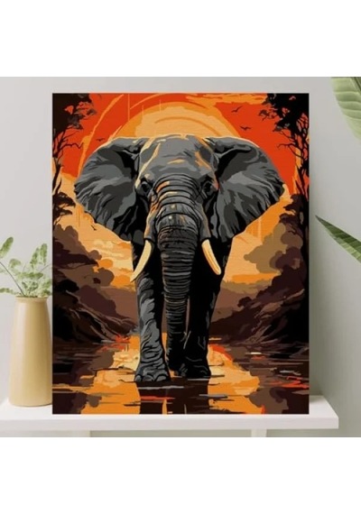 Sayılarla Boyama Tuval Seti - 40x50 Cm Fil Temalı