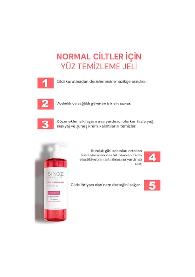 Sinoz Normal Ciltler için Yüz Temizleme Jeli 400 ML