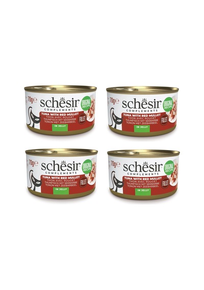 Schesir Ton Ve Barbun Balıklı Jöleli Tamamlayıcı Kedi Konservesi 70 Gr. X 4 Adet