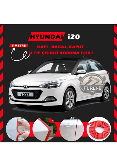 Hyundai İ20 Oto Araç Kapı Koruma Fitili 5metre Parlak Kırmızı Renk