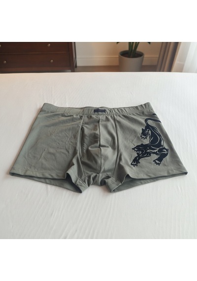 Bonbon Erkek Flok Panter Baskılı Yeşil / Haki Renk Boxer Bb2767