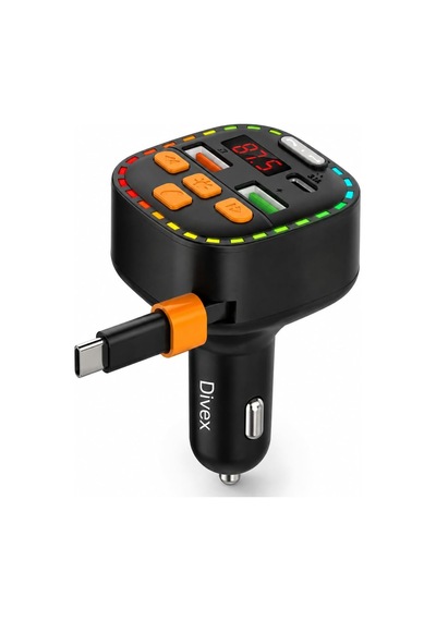 Bluetooth 5.3 Fm Transmitter, Dahili Type-c Kablolu Çift Usb 3.1a Araç Şarjı, Eller Serbest Görüşme, Mp3/wma/flac Ve Tf Kart Destekli 12-24v Led Ekranlı