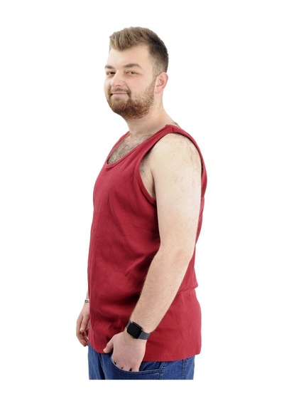 Mode Xl Büyük Beden Erkek Kolsuz Atlet 6341 Bordo