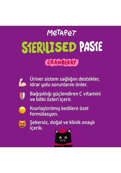 Metapet Kısırlaştırılmış Kedi Maltı Sterilised Paste 100 G Üriner Sistem