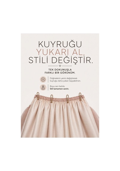 Lindissima Önu Kısa-arkası Uzun, Kuyruğu Çıkabilen Abiye Elbise Bej