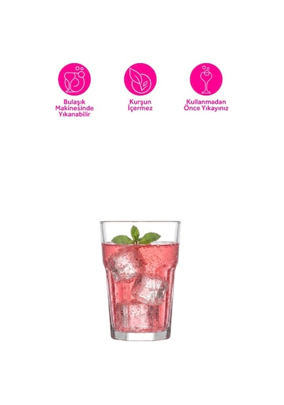 Lav Aras Cam Meşrubat Bardağı 6'lı 365 ml (Su/Soğuk Kahve Bardağı )