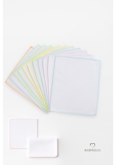 Babyden's Unisex 10'lu Yenidoğan ve Bebek Emzirme ve Ağız Bezi %100 Pamuk 20x20 CM Yumuşak Renkli Mendil 10'lu Set
